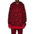 R13 Women's Leopard-pattern Cashmere Hoodie-red