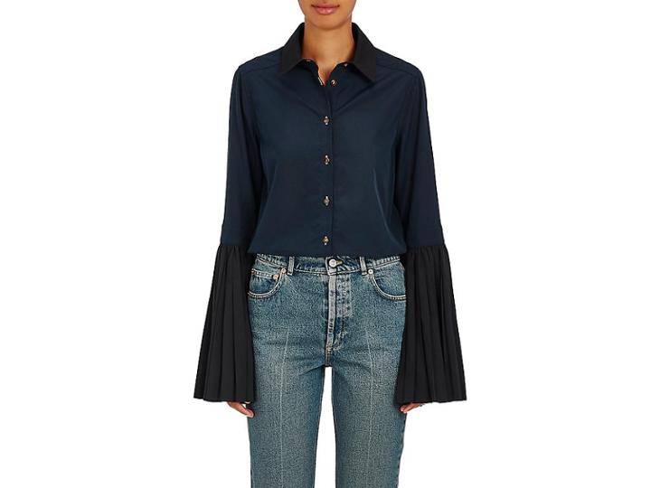 Monographie Women's Pleated-sleeve Cotton Blouse