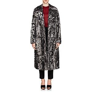 Givenchy Women's Shearling Oversized Coat - Silver