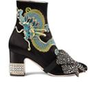 Gucci Women's Candy Embroidered Satin Ankle Boots - Black