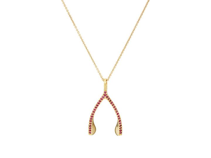 Jennifer Meyer Women's Ruby Wishbone Pendant Necklace