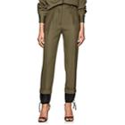 Victoria Beckham Women's Drawstring-hem Wool High-waist Trousers-military Green