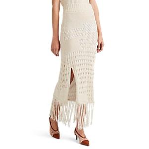 Altuzarra Women's Benedetta Cotton-blend Fringed Macram Skirt - Ivory