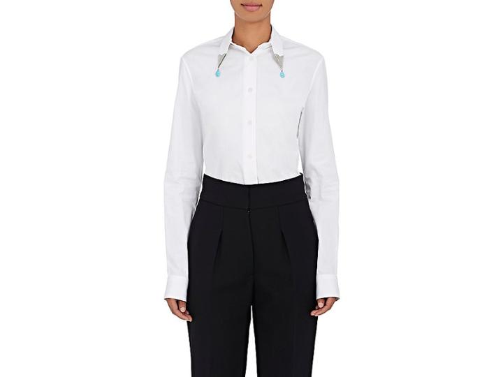 Calvin Klein 205w39nyc Women's Cotton Poplin Embellished-collar Shirt