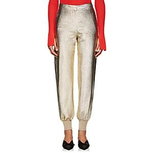 Stella Mccartney Women's Bourne Metallic Textured-weave Pants-gold