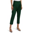 Icons Objects Of Devotion Women's Twill Pleated Crop Slim Trousers - Green