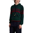 Wales Bonner Men's Oversized Striped Wool-blend Hoodie - Green