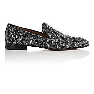 Christian Louboutin Men's Dandelion Strass Suede Venetian Loafers-gray