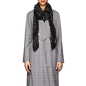 Saint Laurent Women's Dot-print Wool Gauze Scarf-black