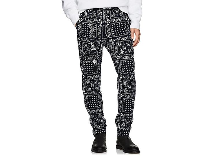 Sacai Men's Bandana-print Corduroy Belted Trousers