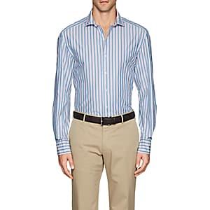 Barneys New York Men's Striped Cotton Poplin Shirt-stripe