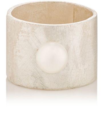 Julie Wolfe Women's Akoya Pearl & Sterling Silver Wide-band Ring