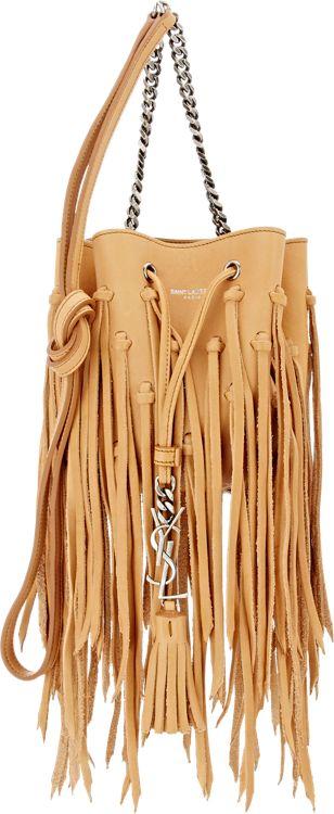 Saint Laurent Fringed Bucket Bag-nude