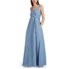 Plan C Women's Cotton-blend Long A-line Dress - Blue