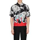 Prada Men's Flame- & Floral-print Bowling Shirt-black