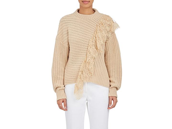 Ryan Roche Women's Lace-trimmed Cashmere Oversized Sweater