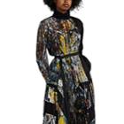Sacai Women's Jackson Pollock Chiffon & Organza Blouse - Black Pat.