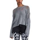 R13 Women's Shredded Cashmere Split-side Sweater - Gray