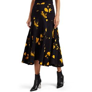 Proenza Schouler Women's Rose-print Cady Midi-skirt - Yellow