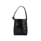 Marge Sherwood Women's How Crocodile-stamped Leather Bucket Bag - Black