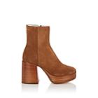 Mm6 Maison Margiela Women's Suede Platform Ankle Boots-beige, Tan