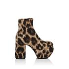 R13 Women's Leopard-print Felt Platform Boots-lt. Brown