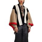 Burberry Women's Heritage-striped Wool-cashmere Cape - Camel