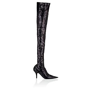 Balenciaga Women's Knife Sequined Over-the-knee Boots-black