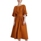 Co Women's Pleated Broadcloth Midi-dress - Amber