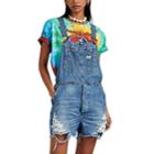 R13 Women's Distressed Denim Overall Shorts - Blue