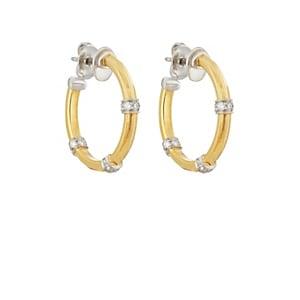Mcteigue & Mcclelland Women's Diamond Ridged Rondelle Hoop Earrings - Gold