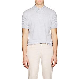 John Smedley Men's Knit Cotton Polo Shirt-light Gray