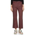 Chlo Women's Houndstooth-checked Wool-blend Crop Flare Trousers-red