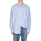 Balenciaga Men's Striped Cotton-blend Poplin Oversized Shirt-blue