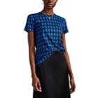 Derek Lam Women's Abstract-gingham Cotton T-shirt - Blue-black