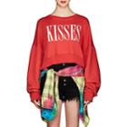 Amiri Women's Kisses Cotton Crop Sweatshirt - Red