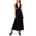 Givenchy Women's Crepe Plunging-neckline Gown - Black