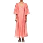 Thierry Colson Women's Sultane Bell-sleeve Silk-cotton Wrap Dress-candy Pink