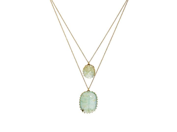 Renee Lewis Women's Emerald & Yellow Gold Two-tier Necklace
