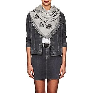 Givenchy Women's Tour Date Oversized Silk-wool Jacquard Scarf-white