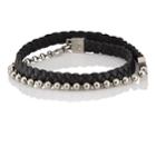 Title Of Work Men's Leather Cord & Ball Chain Double-wrap Bracelet - Black