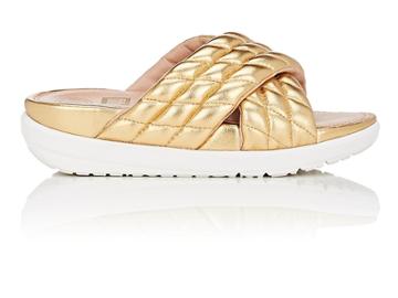 Fitflop Usa Llc Women's Quilted Metallic Leather Slide Sandals