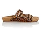 Prada Women's Floral Brocade Double-band Slide Sandals-cuoio