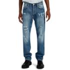 Vetements Men's Distressed-logo Straight Jeans - Blue