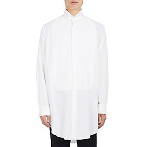 Alexander Mcqueen Men's Cotton Poplin Oversized Tuxedo Shirt-white