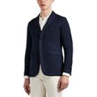 Massimo Alba Men's Herringbone Linen-cotton Three-button Sportcoat - Navy