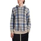 R13 Men's Plaid Cashmere Oversized Hoodie Sweater - Blue