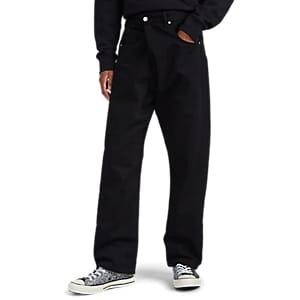 J.w.anderson Men's Fold-over Wide-leg Jeans - Black
