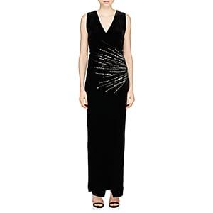 Balmain Women's Starburst-motif Velvet Gown-black