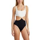 Solid & Striped Women's Bailey Cutout Colorblocked One-piece Swimsuit - Wht.&blk.